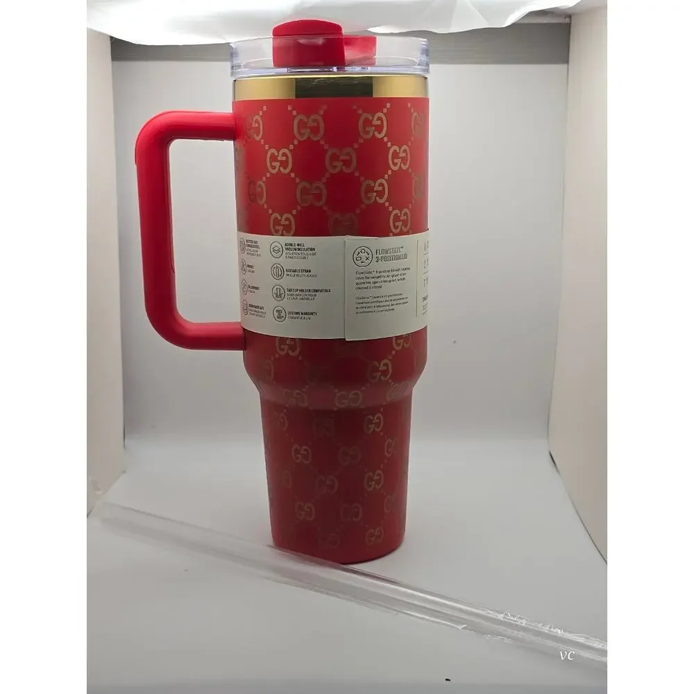 Gucci x Stanley 40 oz Red Gold Tumbler w/ Straw | Limited Edition - Picture 4 of 6